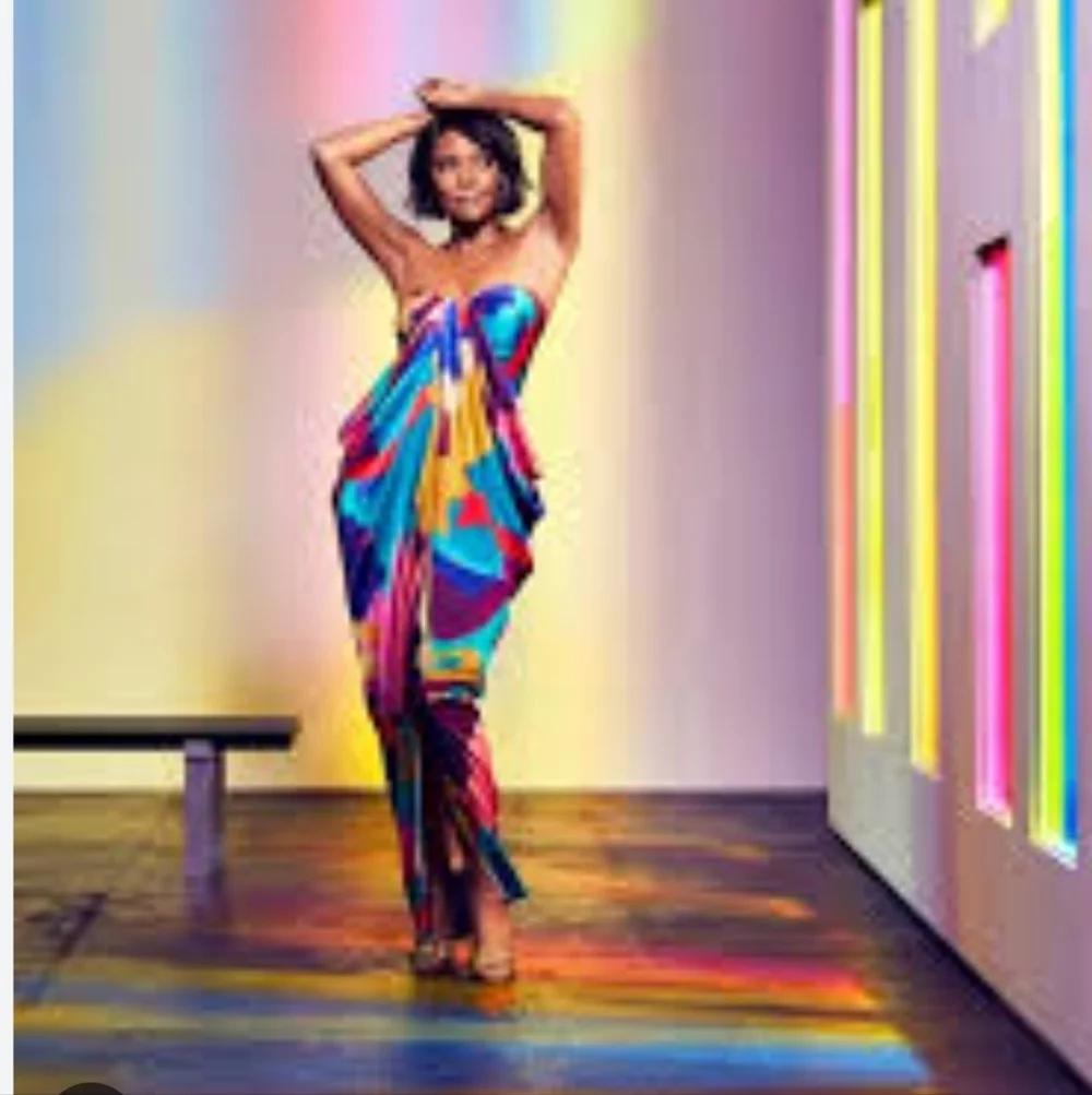 Gabrielle UNION Colorful Strapless Maxi Dress Sz M - Picture 3 of 5